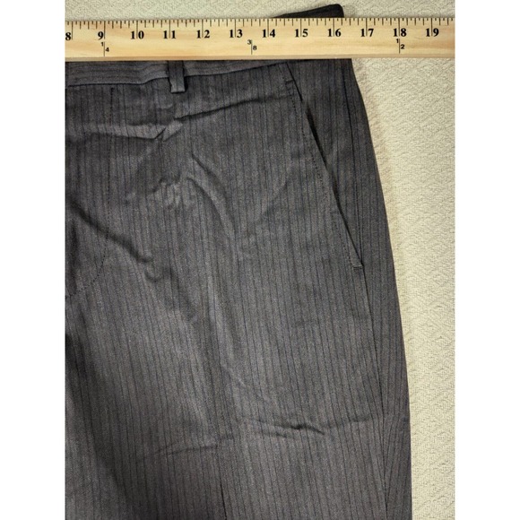 DKNY Pants Mens 32 Wool Blend Soho Fit Chino Modern Stripe Mid Rise Italy - Picture 4 of 12